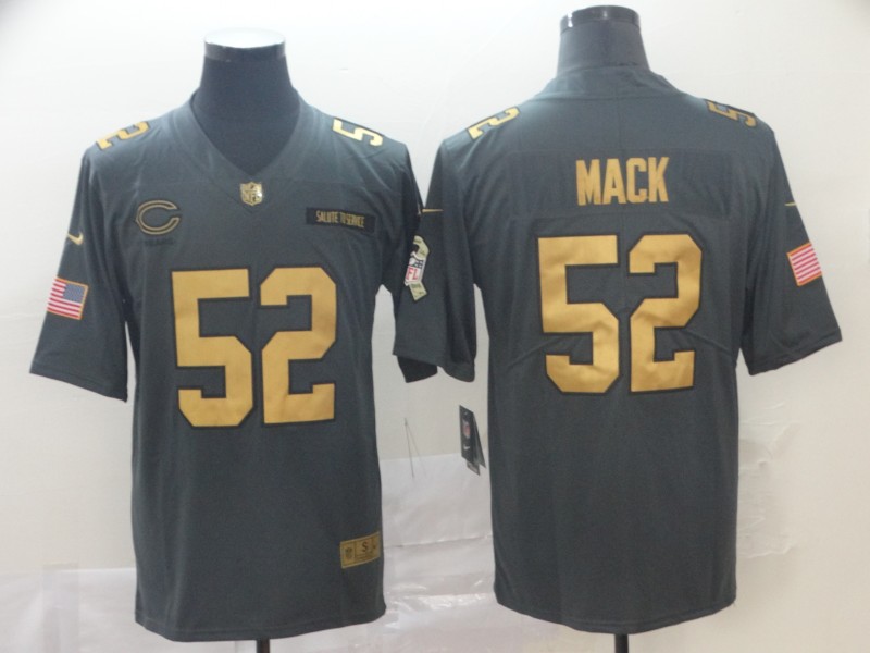 Men's Chicago Bears #52 Khalil Mack 2019 Gold Anthracite Olive Salute To Service Limited Stitched NFL Jersey